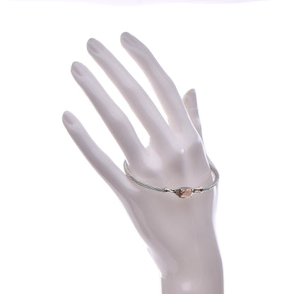 David Yurman Sterling Silver Diamond Morganite 3mm Petite Wheaton Bracelet 2 of 6