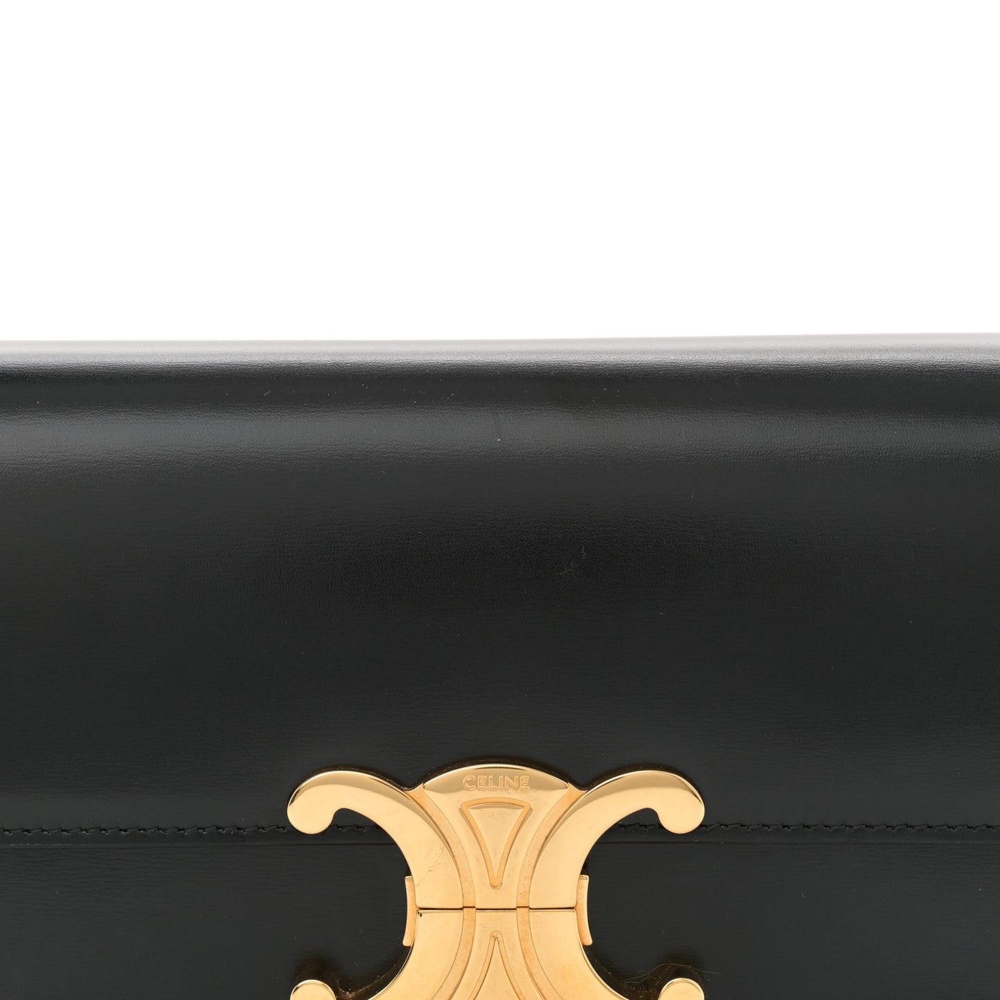 Shiny Calfskin Triomphe Shoulder Bag Black