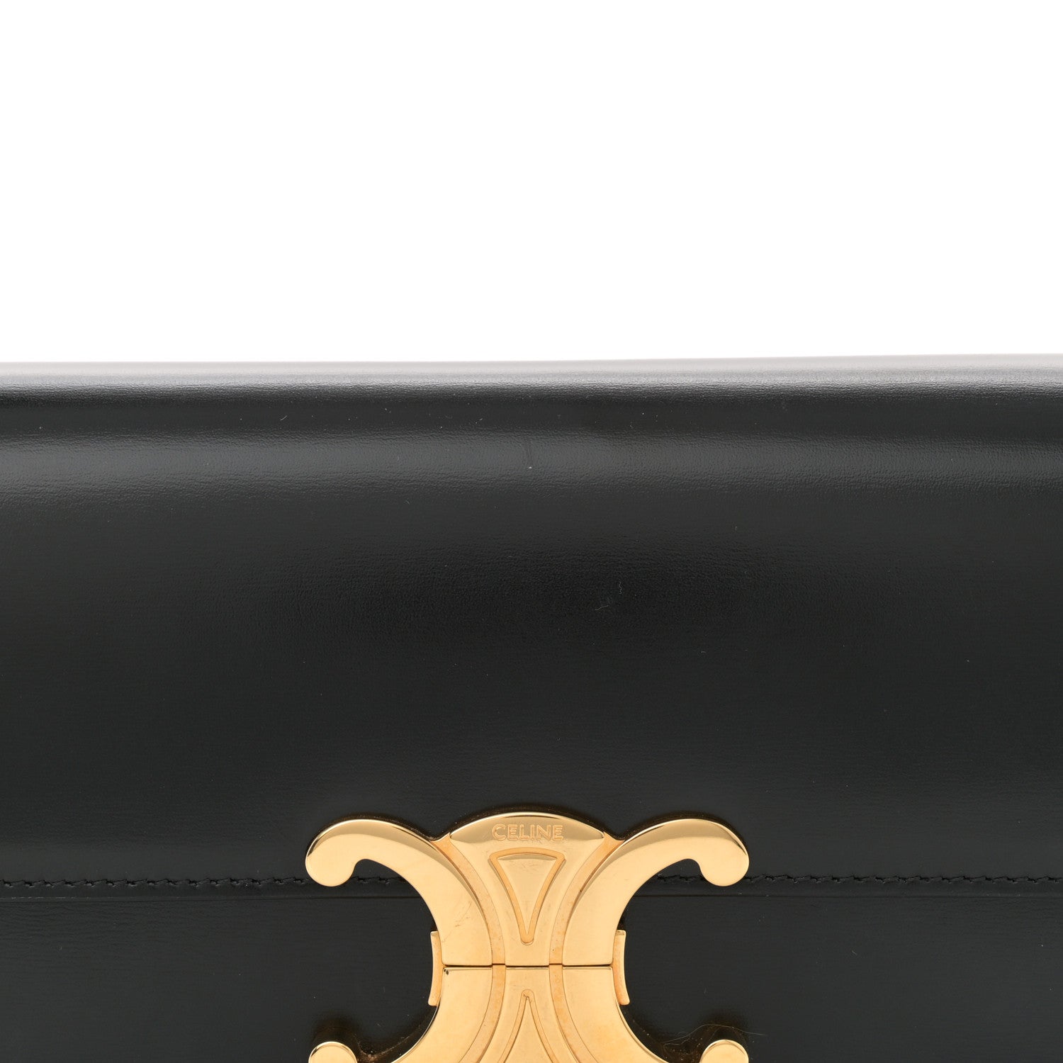 Celine Shiny Calfskin Triomphe Shoulder Bag Black 8 of 10