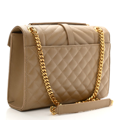 Saint Laurent Grain De Poudre Textured Mixed Matelasse Medium Triquilt Monogram Satchel Dark Latte 3 of 10