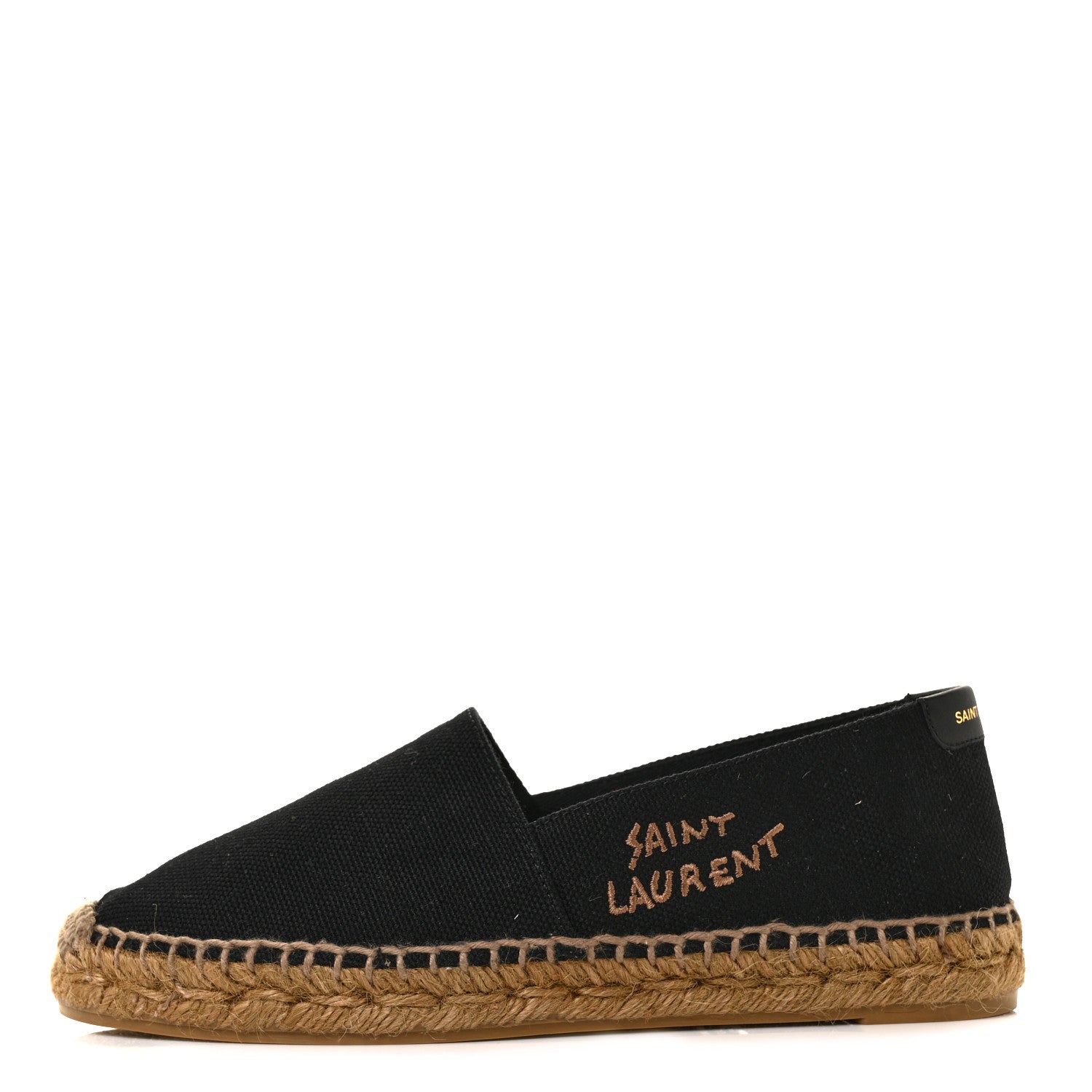 Saint Laurent Canvas Nappa Elba Light Logo Embroidered Espadrilles 37 Black 1 of 9
