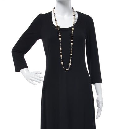 Chanel Pearl Bead Enamel CC Long Necklace Black Gold 2 of 5