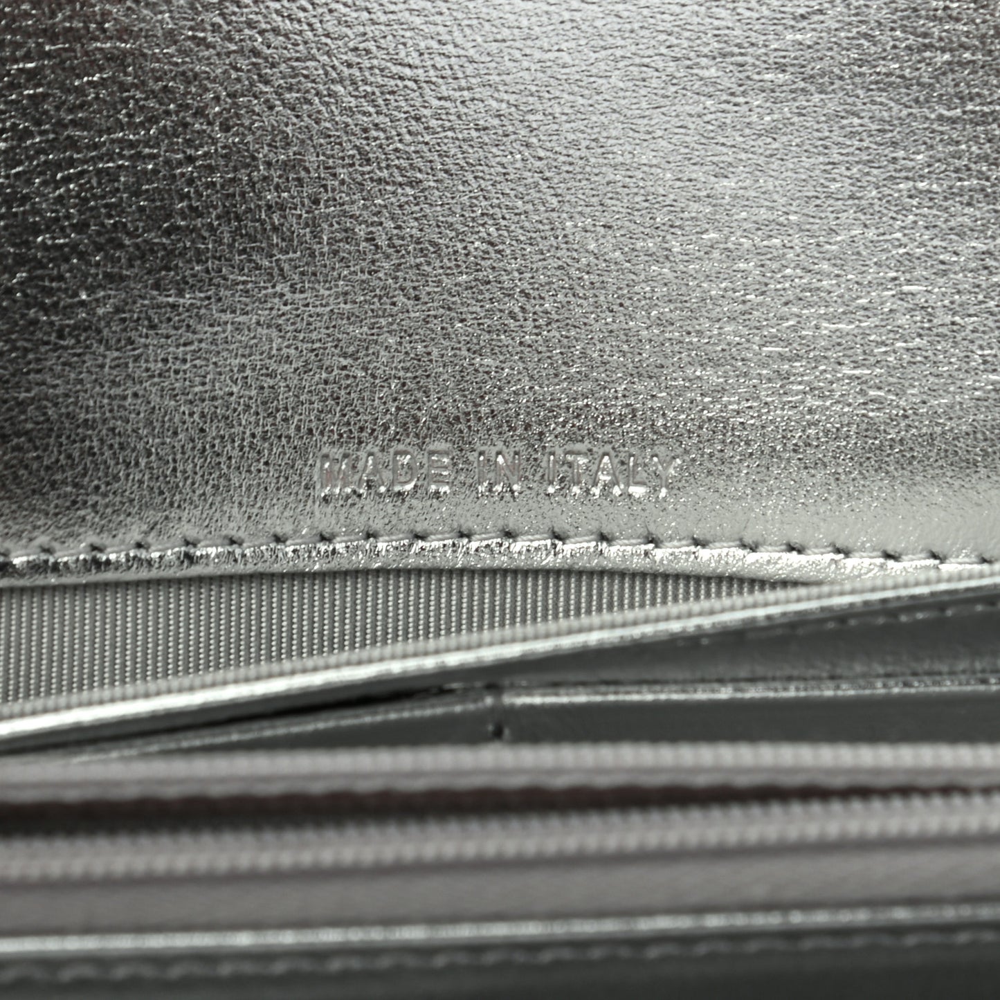 Gradient Metallic Calfskin Quilted Large Gusset Flap Wallet Silver Blue Yellow Purple