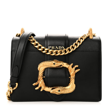Prada City Calf Saffiano Animalier Cahier Bag Black 1 of 9