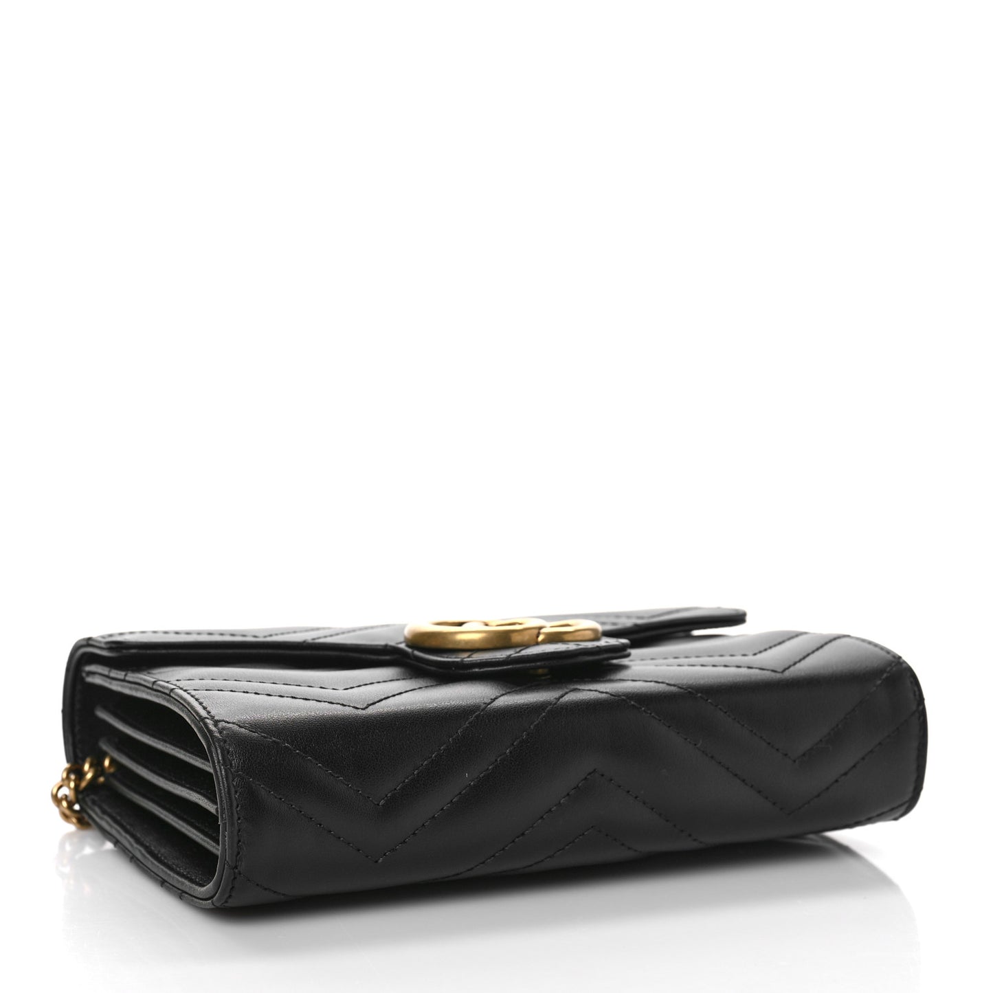 Calfskin Matelasse GG Marmont Chain Wallet Black