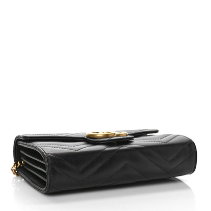Gucci Calfskin Matelasse GG Marmont Chain Wallet Black 4 of 9