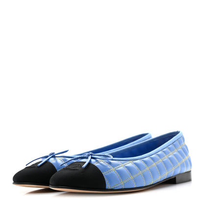 Chanel Lambskin Embroidered Grosgrain Cap Toe CC Ballerina Flats 40 Blue Yellow Black 4 of 9