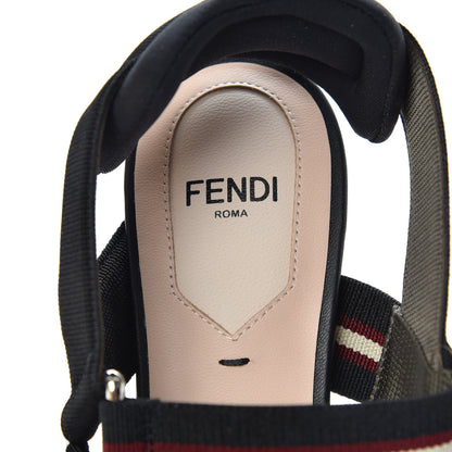 Fendi Technical Mesh FF Colibri 55mm Slingback Pumps 36.5 Tobacco Moro Bordeaux Black Militare 8 of 10