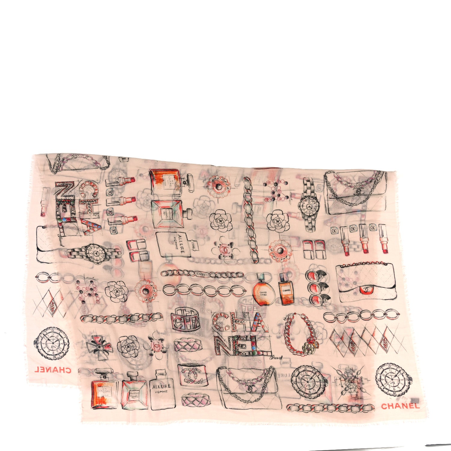 Chanel Cashmere Logo Icon Shawl Pink 2 of 3