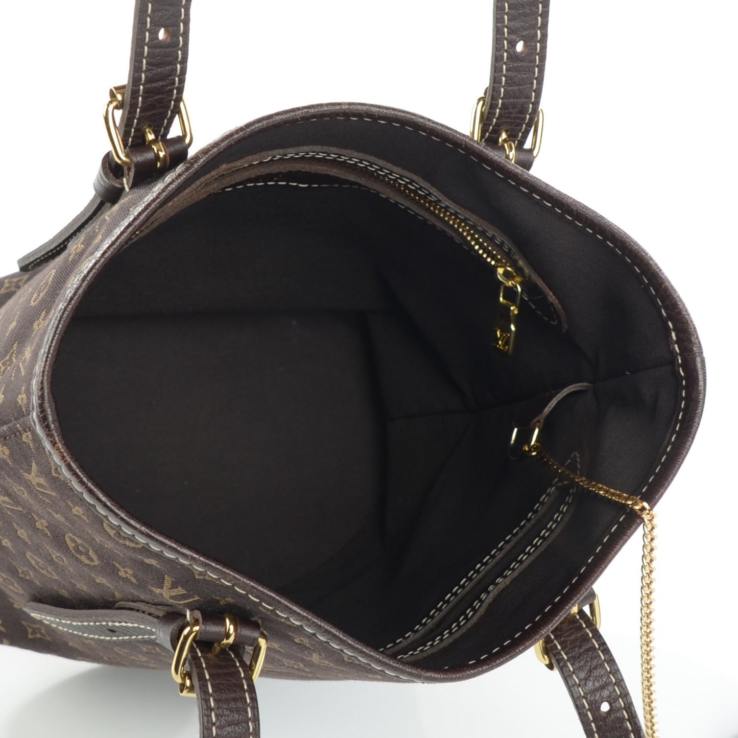 Mini Lin Monogram Bucket Bag Ebene