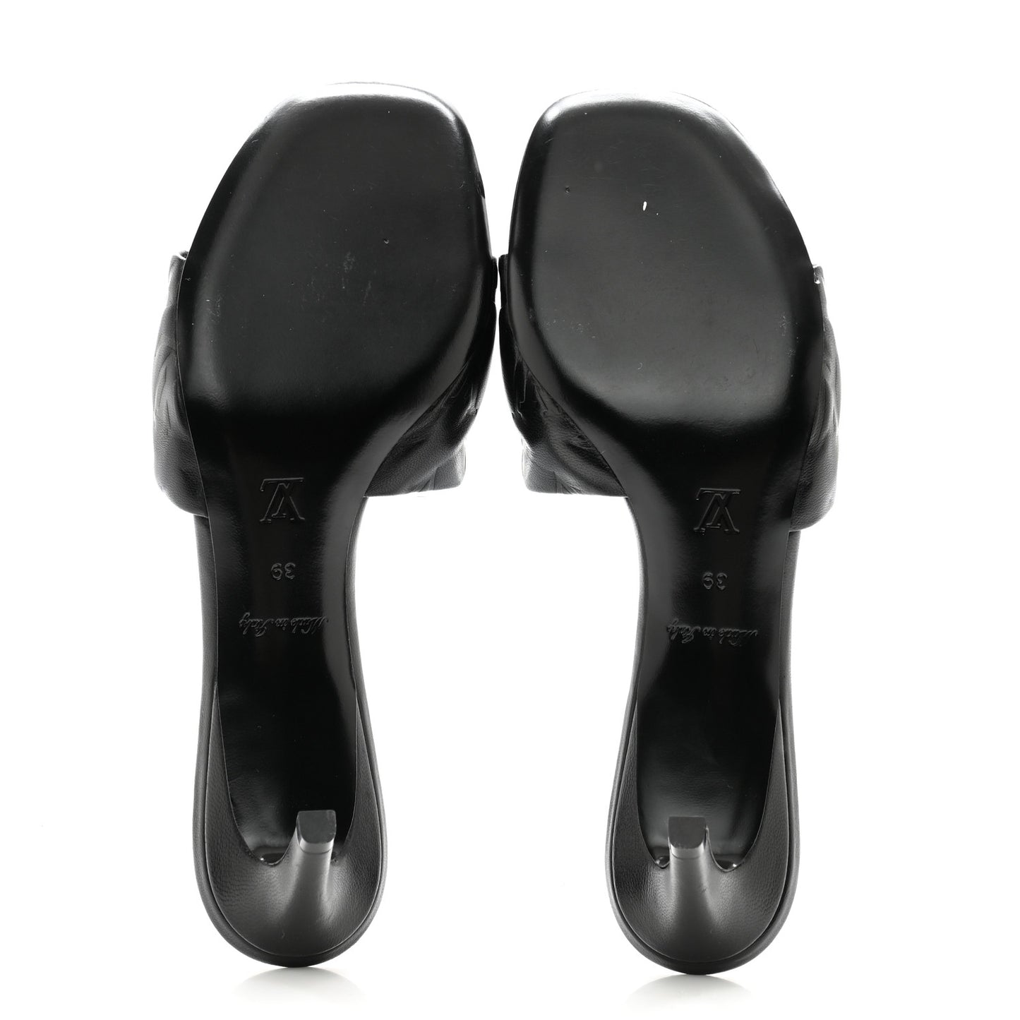 Lambskin Embossed Monogram Revival Mid Heel Mules 39 Black