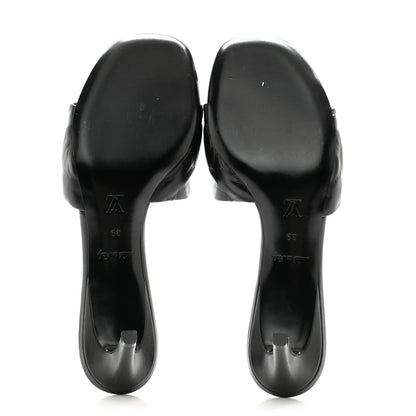 Louis Vuitton Lambskin Embossed Monogram Revival Mid Heel Mules 39 Black 5 of 10