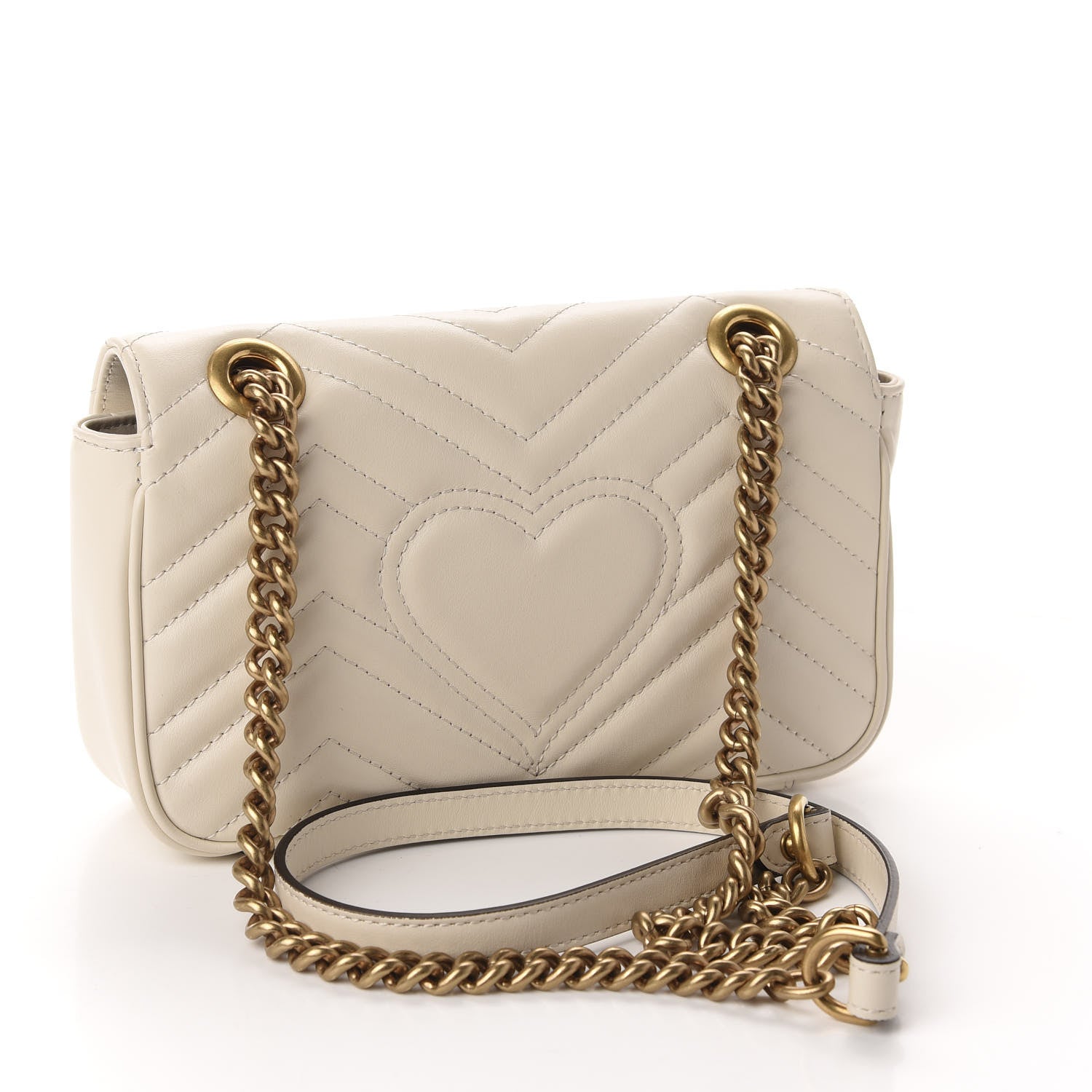 Gucci Calfskin Matelasse Mini GG Marmont Shoulder Bag White 3 of 11