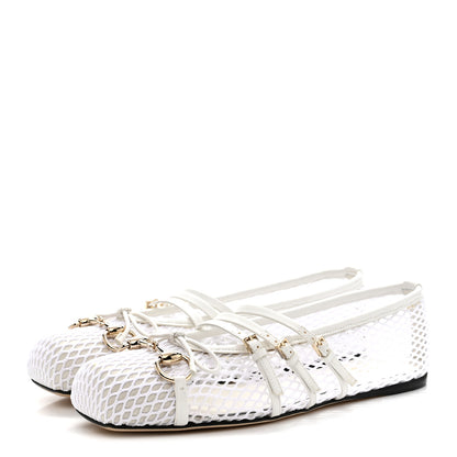 Gucci Video Net Nappa Horsebit Ballerina Flats 37 Great White 4 of 9