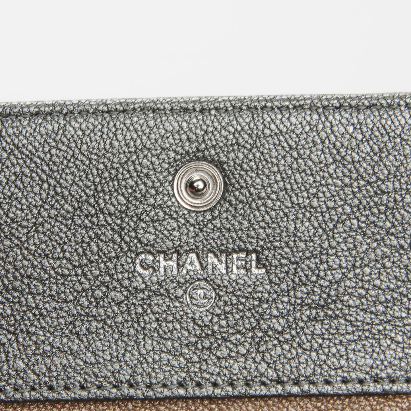 Metallic Calfskin Diamond Stitched Card Holder Wallet Silver Gold