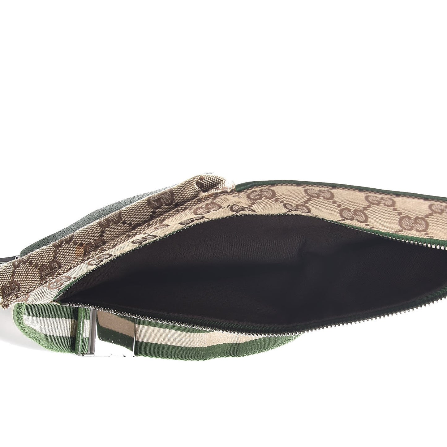 GG Monogram Web Double Pocket Belt Bag Green