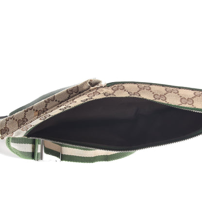 Gucci GG Monogram Web Double Pocket Belt Bag Green 5 of 7