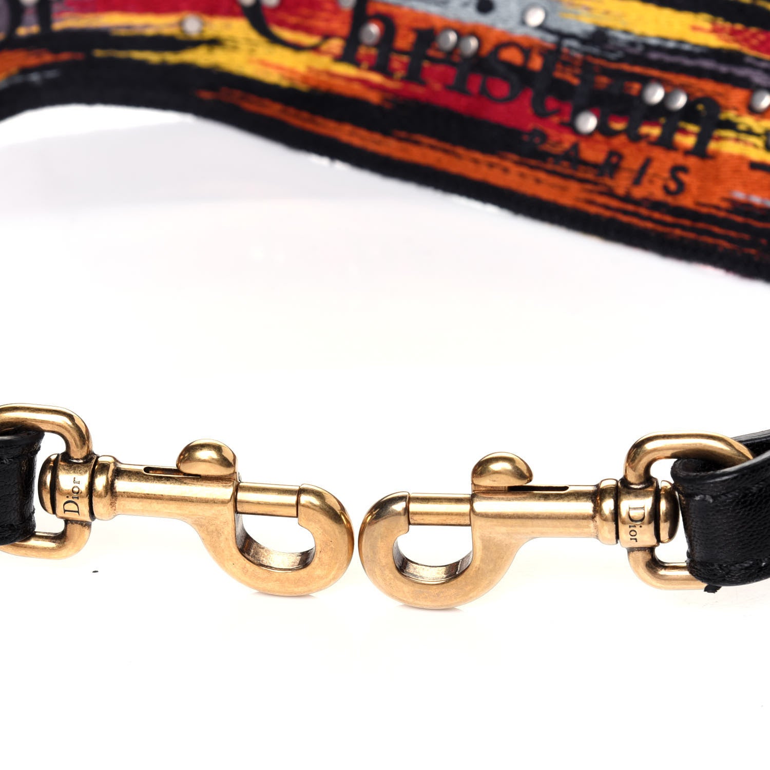 Christian Dior Canvas Embroidered Studded Rainbow Shoulder Strap