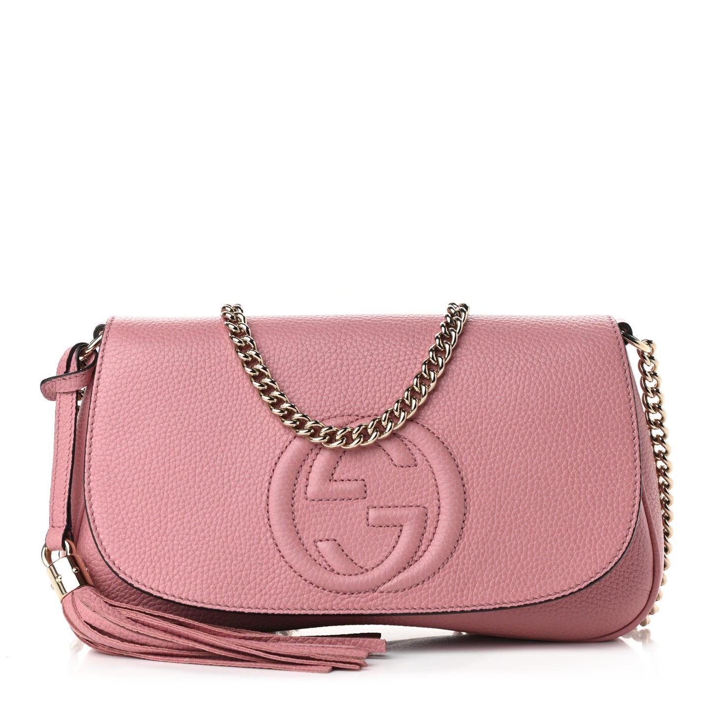 Pebbled Calfskin Medium Soho Flap Crossbody Pink