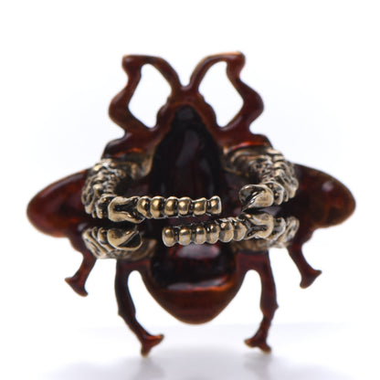 Gucci Metal Enamel Bee Ring S Aged Gold 3 of 4