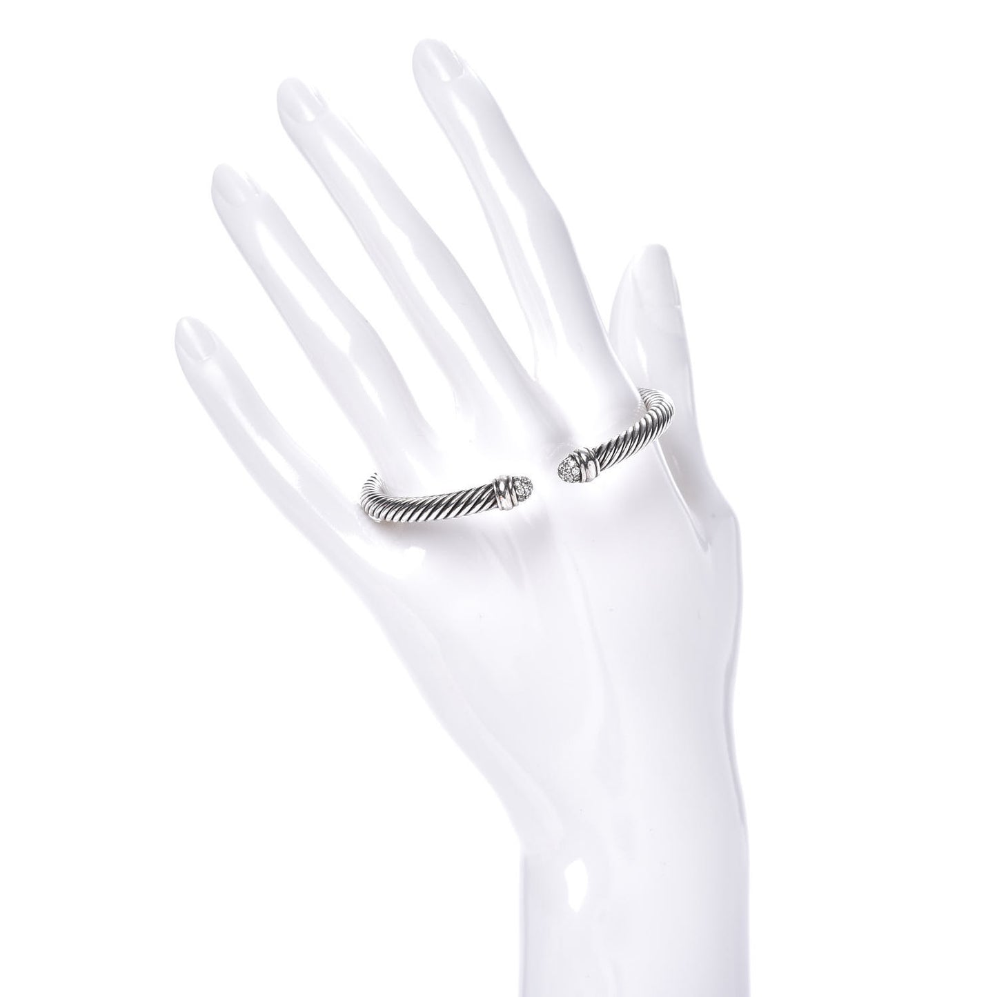 Sterling Silver Pave Diamond 5mm Cable Classics Bracelet