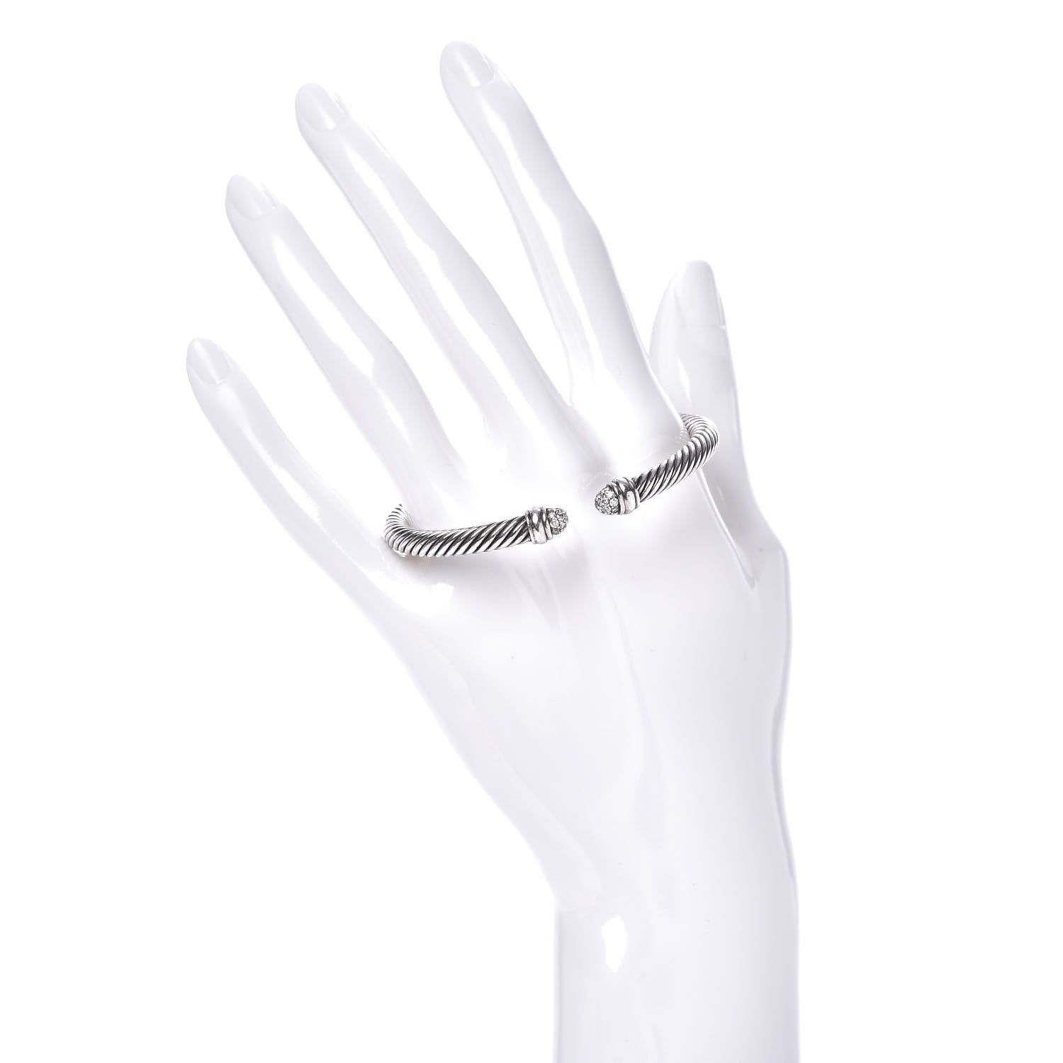 David Yurman Sterling Silver Pave Diamond 5mm Cable Classics Bracelet 2 of 4