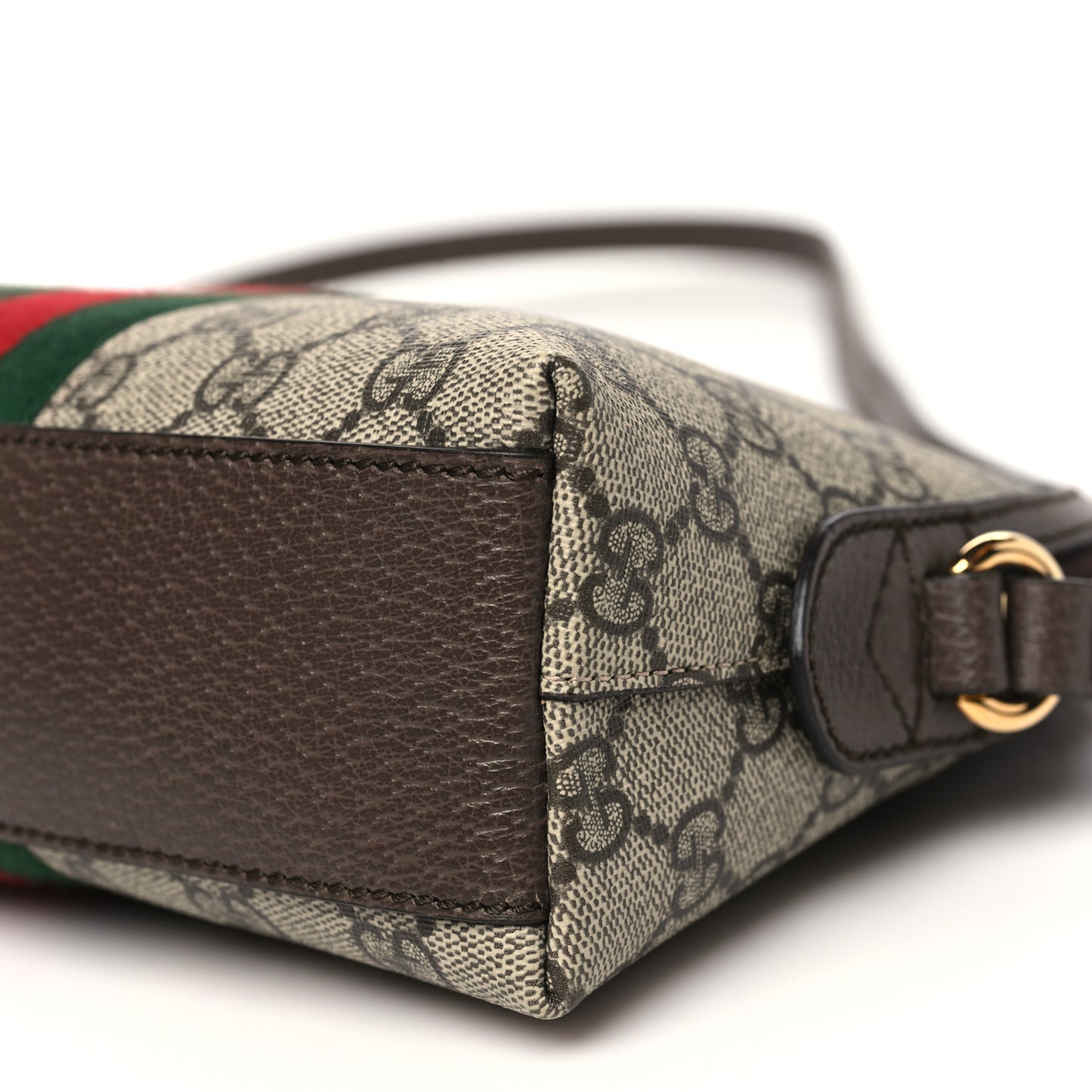 GG Supreme Monogram Textured Dollar Calfskin Web Small Ophidia Dome Shoulder Bag Beige Ebony New Acero