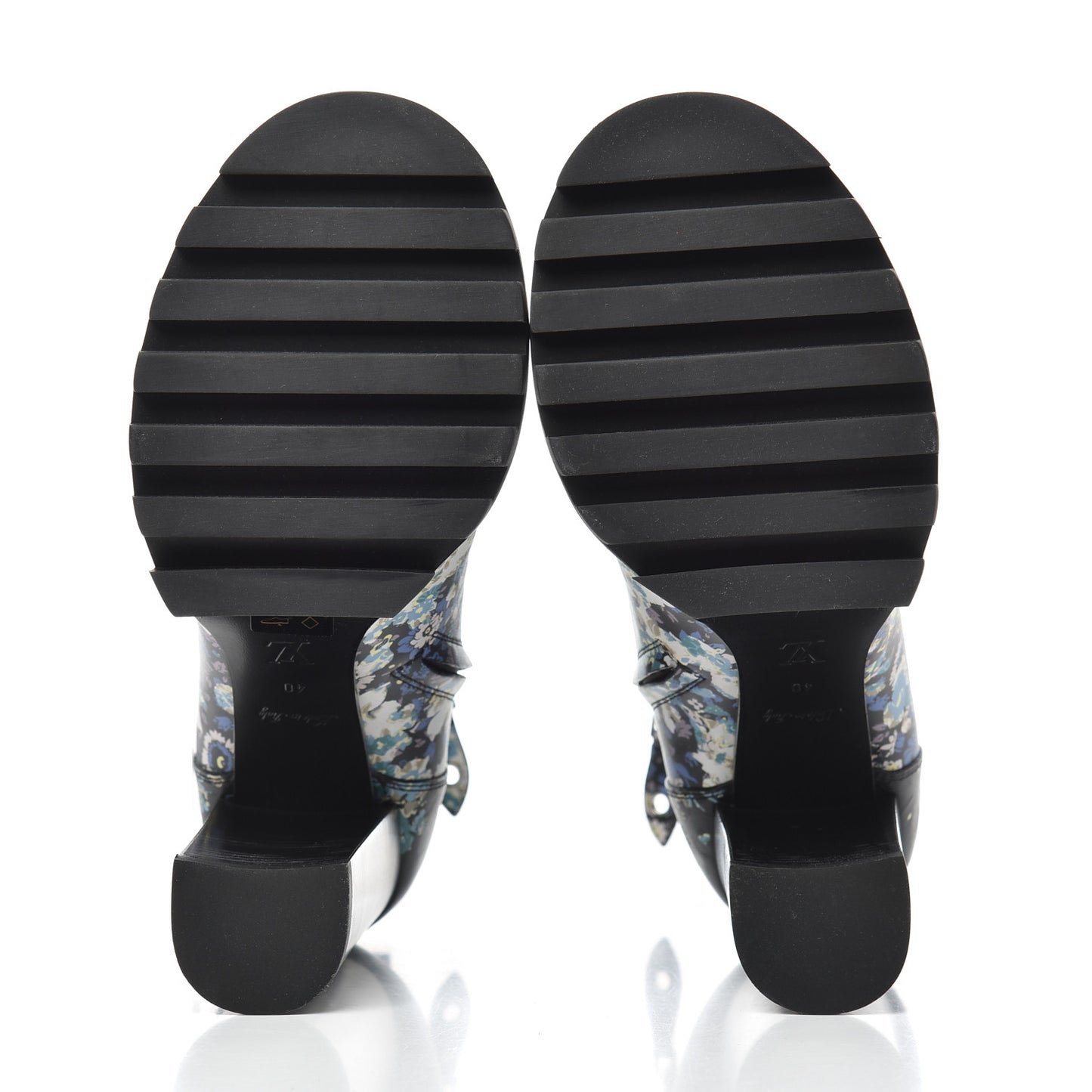 Calfskin Floral Star Trail Ankle Boots 40 Black