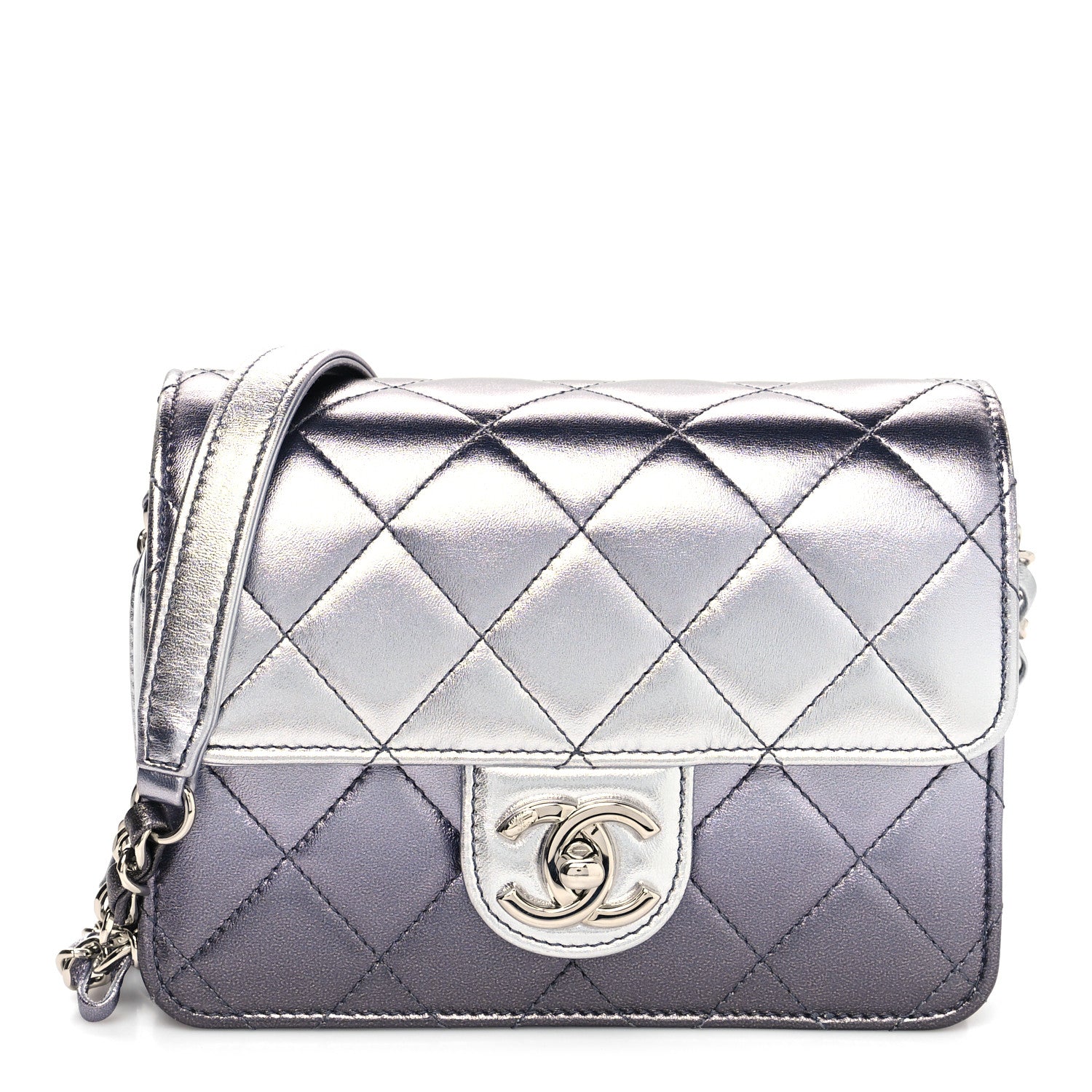 Chanel Metallic Lambskin Like A Wallet Flap Silvery Black 1 of 11