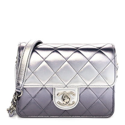 Chanel Metallic Lambskin Like A Wallet Flap Silvery Black 1 of 11