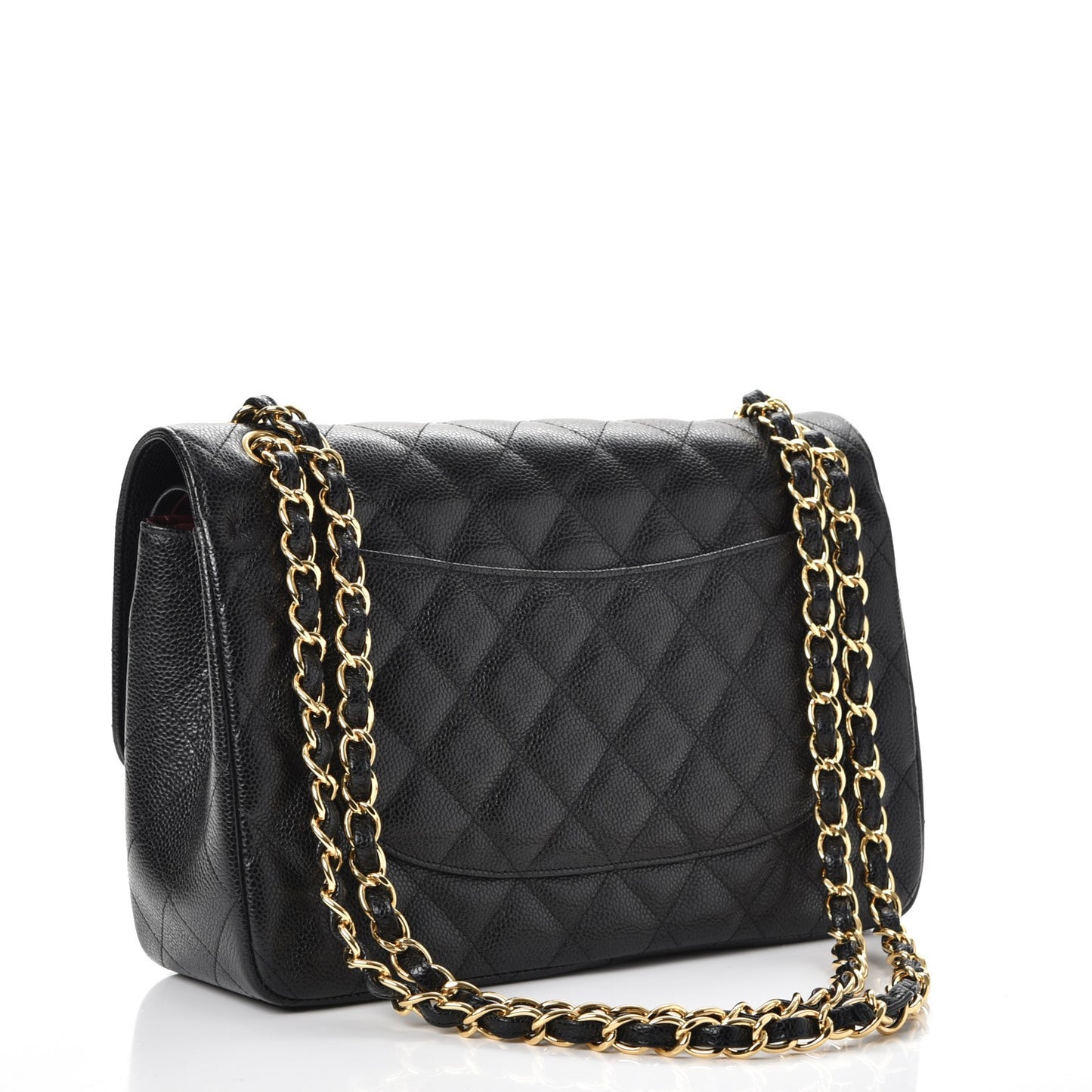 Caviar Quilted Jumbo Double Flap Black