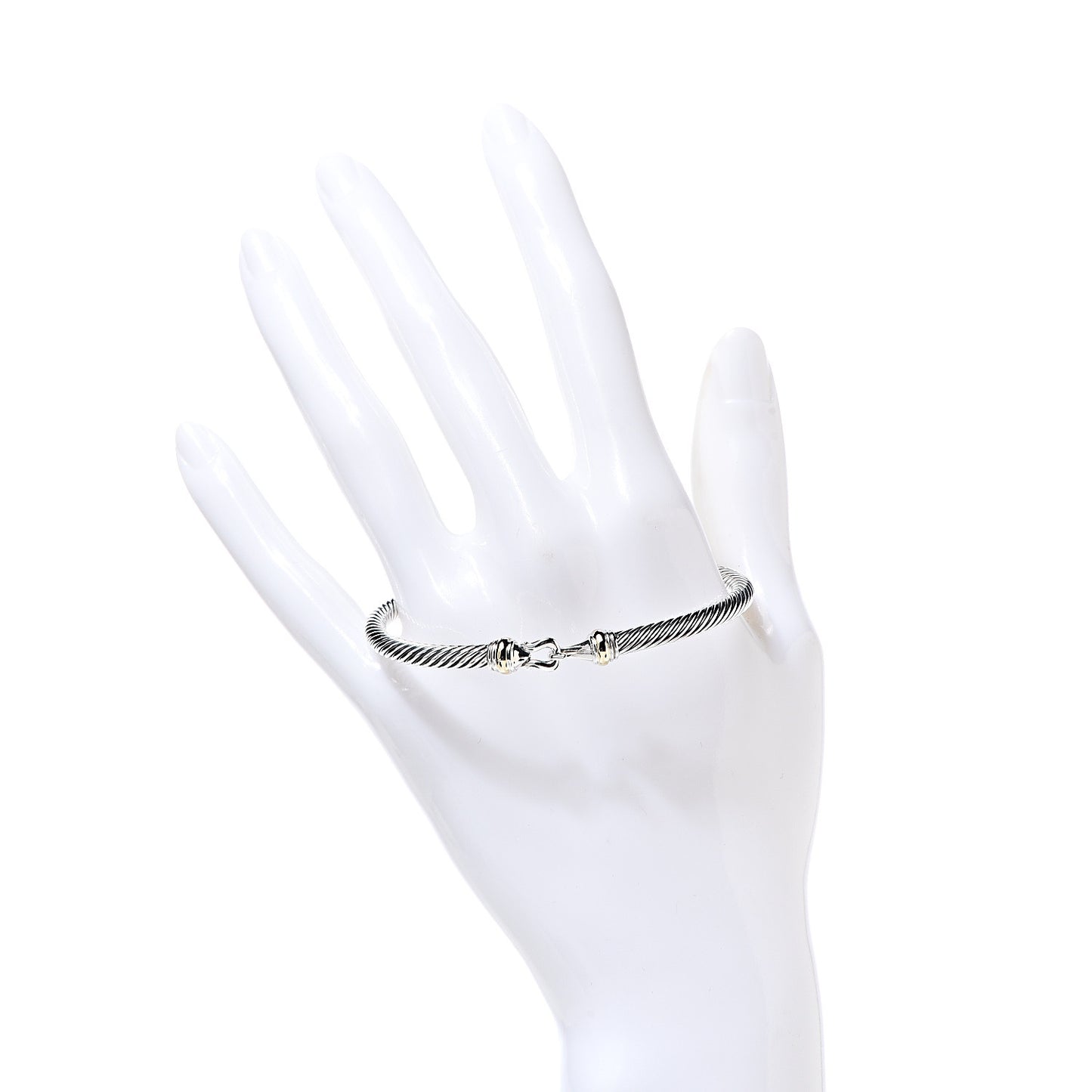 Sterling Silver 18K Yellow Gold 4mm Cable Buckle Bracelet