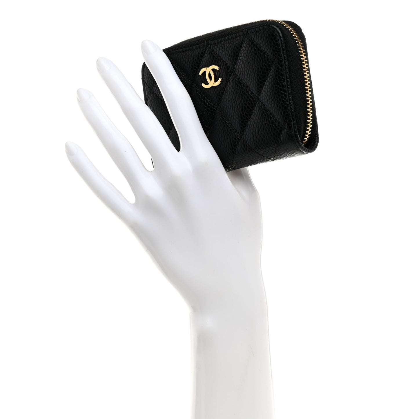 Caviar Quilted Zip Coin Purse Black