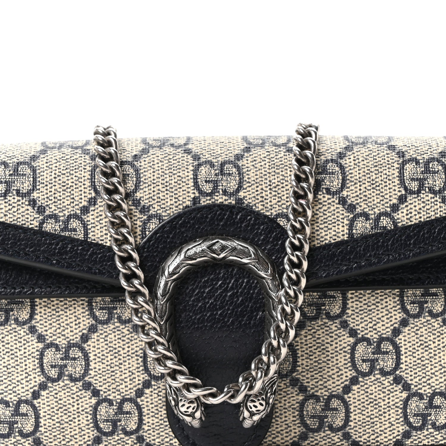 Gucci GG Supreme Monogram Textured Dollar Calfskin Super Mini Dionysus Shoulder Bag Beige Blue 14 of 19