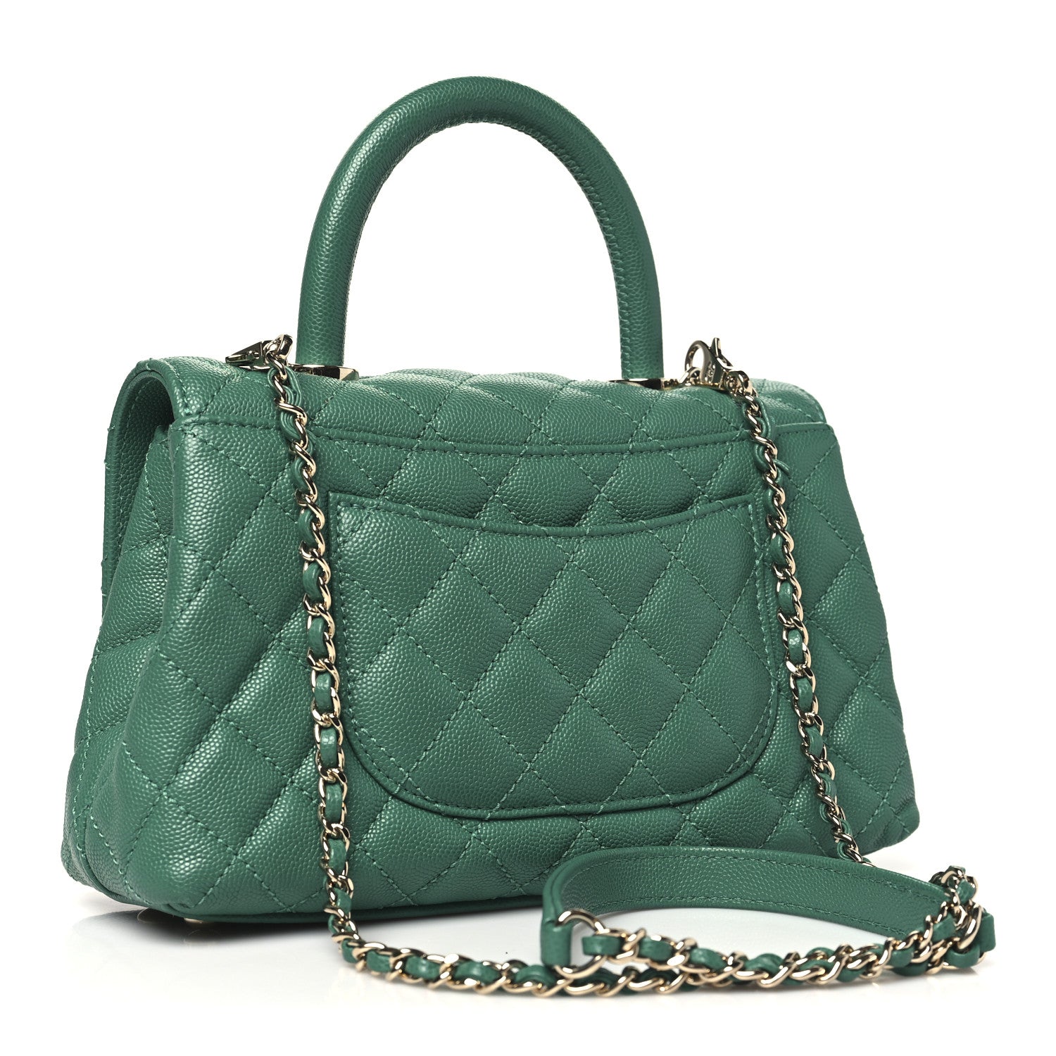 Chanel Caviar Quilted Mini Coco Handle Flap Green 3 of 10