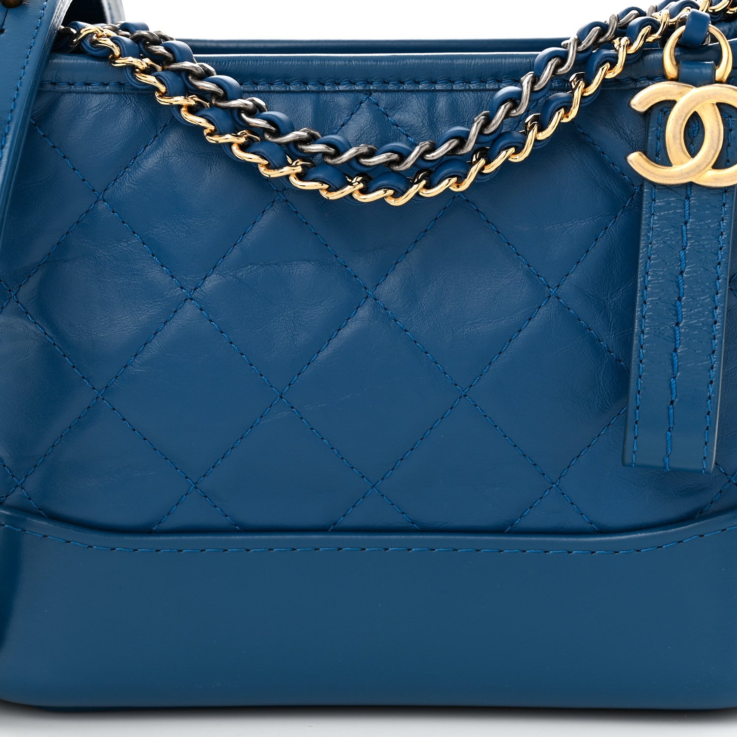 Chanel Aged Calfskin Quilted Small Gabrielle Hobo Blue 8 of 11