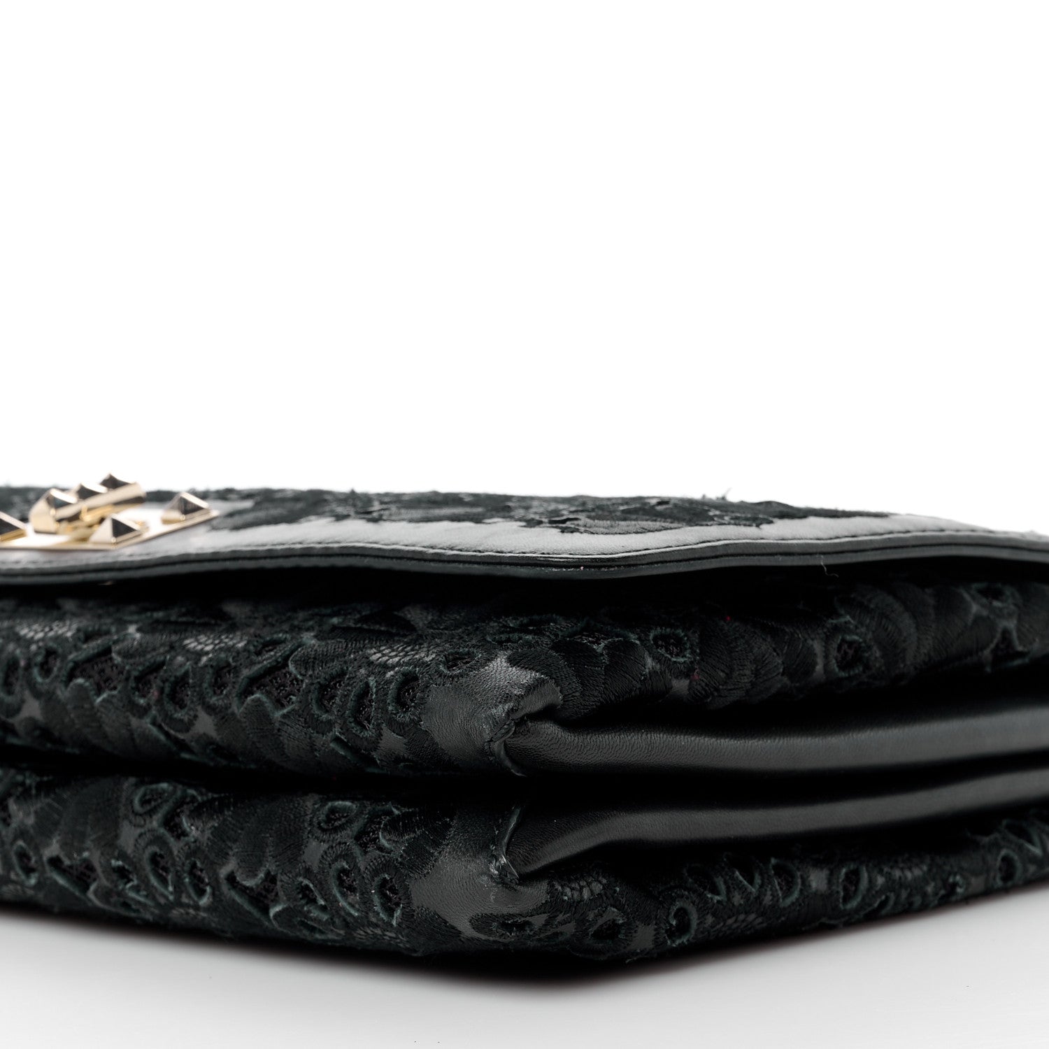 Valentino Garavani VALENTINO GARAVANI Lambskin Lace Large Girello Flap Black 10 of 11