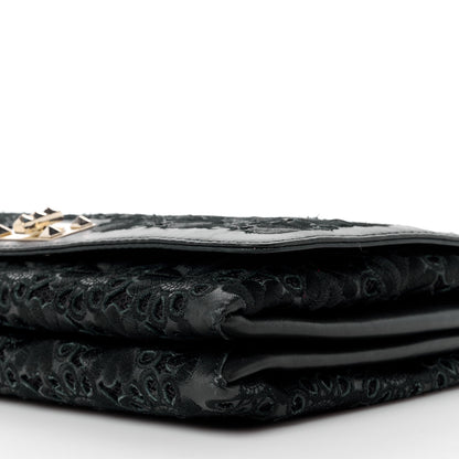 Valentino Garavani VALENTINO GARAVANI Lambskin Lace Large Girello Flap Black 10 of 11