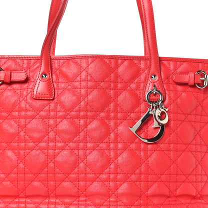 Christian Dior Coated Canvas Cannage Medium Panarea Tote Red 8 of 11