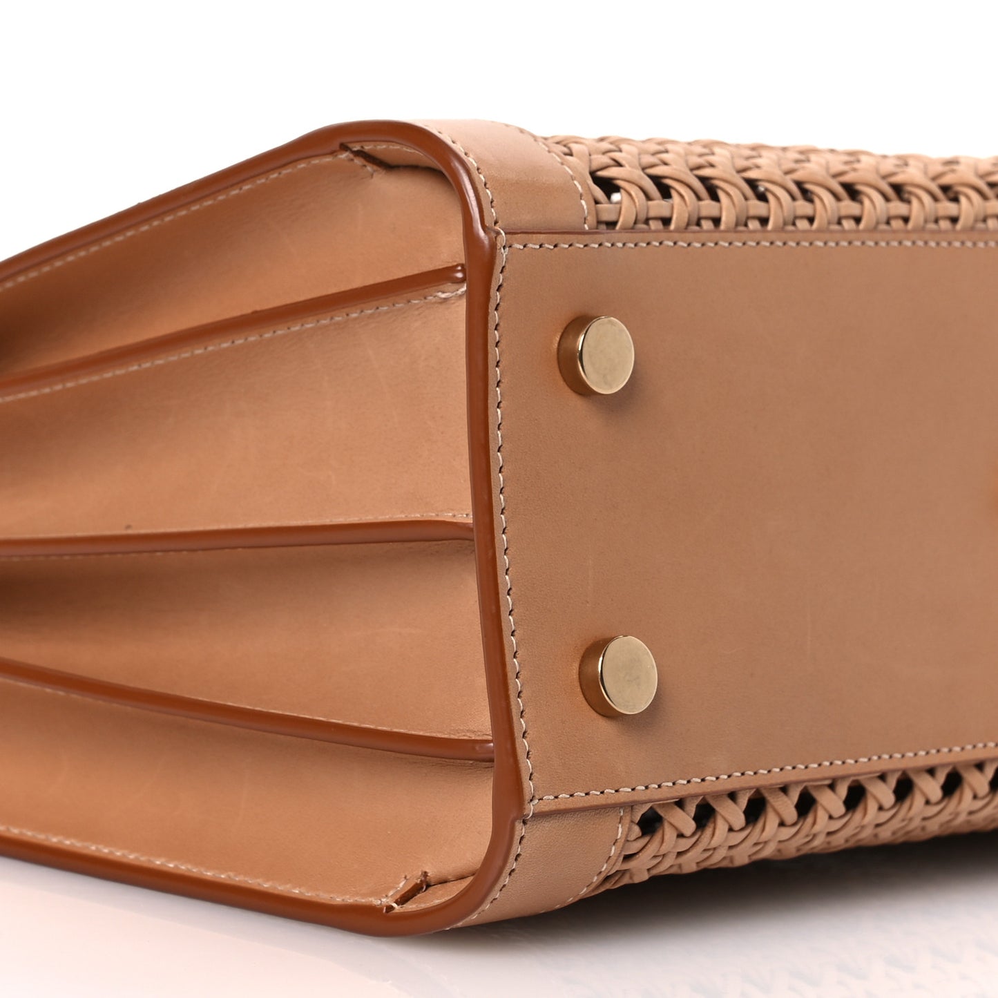 Calfskin Woven Wood Baby Sac De Jour Vintage Brown
