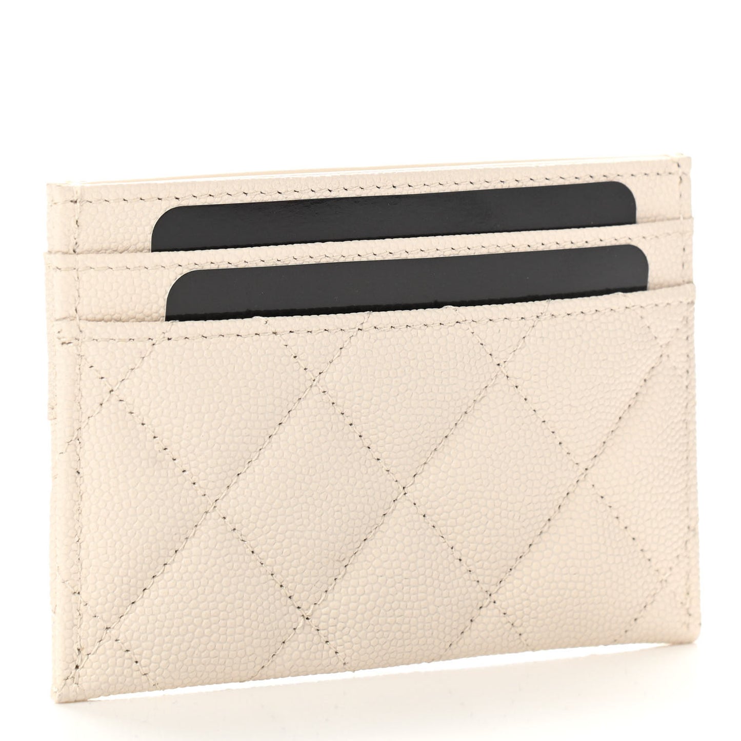Caviar Quilted Vintage Mademoiselle Card Holder White