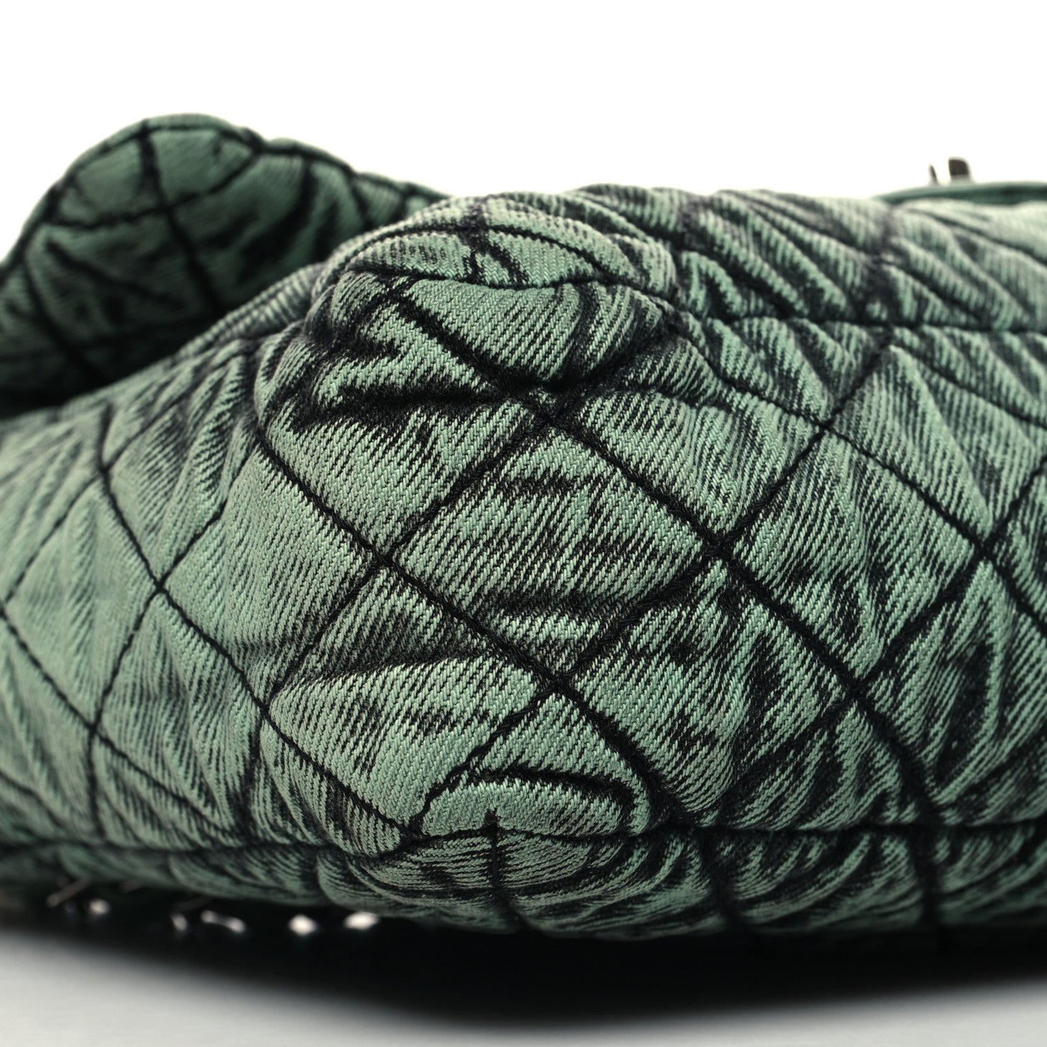 Chanel Denim Quilted Denimpression Flap Green Black 9 of 10