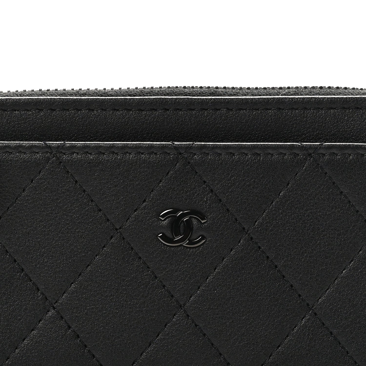 Chanel Lambskin Quilted Zip Card Holder So Black 8 of 9