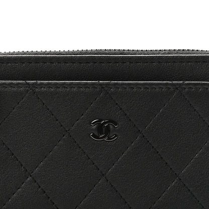 Chanel Lambskin Quilted Zip Card Holder So Black 8 of 9