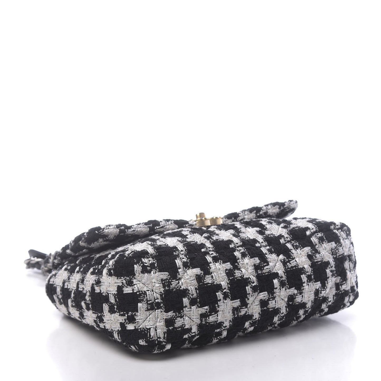 Tweed Quilted Large 19 Flap Black Ecru White