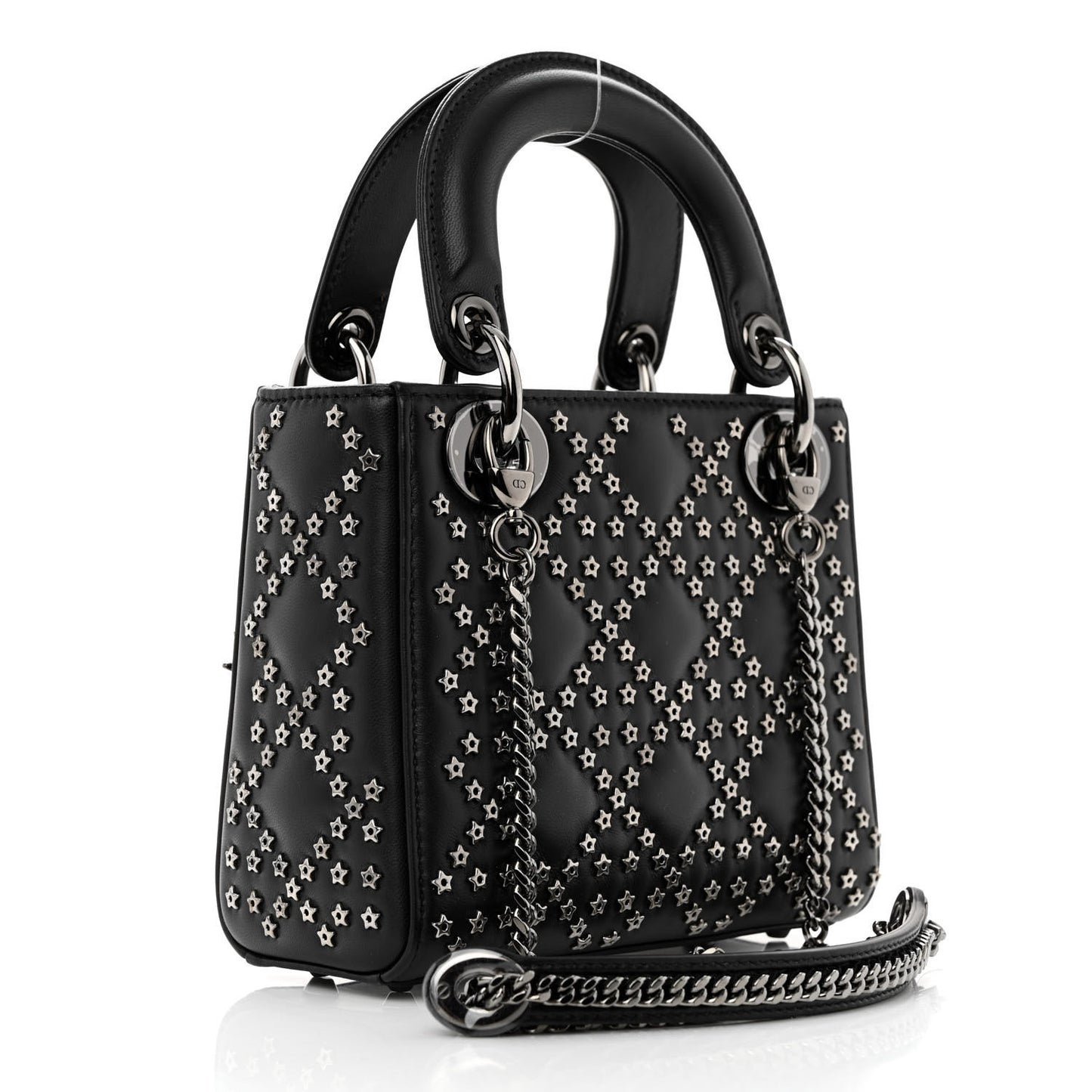 Lambskin Cannage Lucky Star Studded Mini Lady Dior Black Black