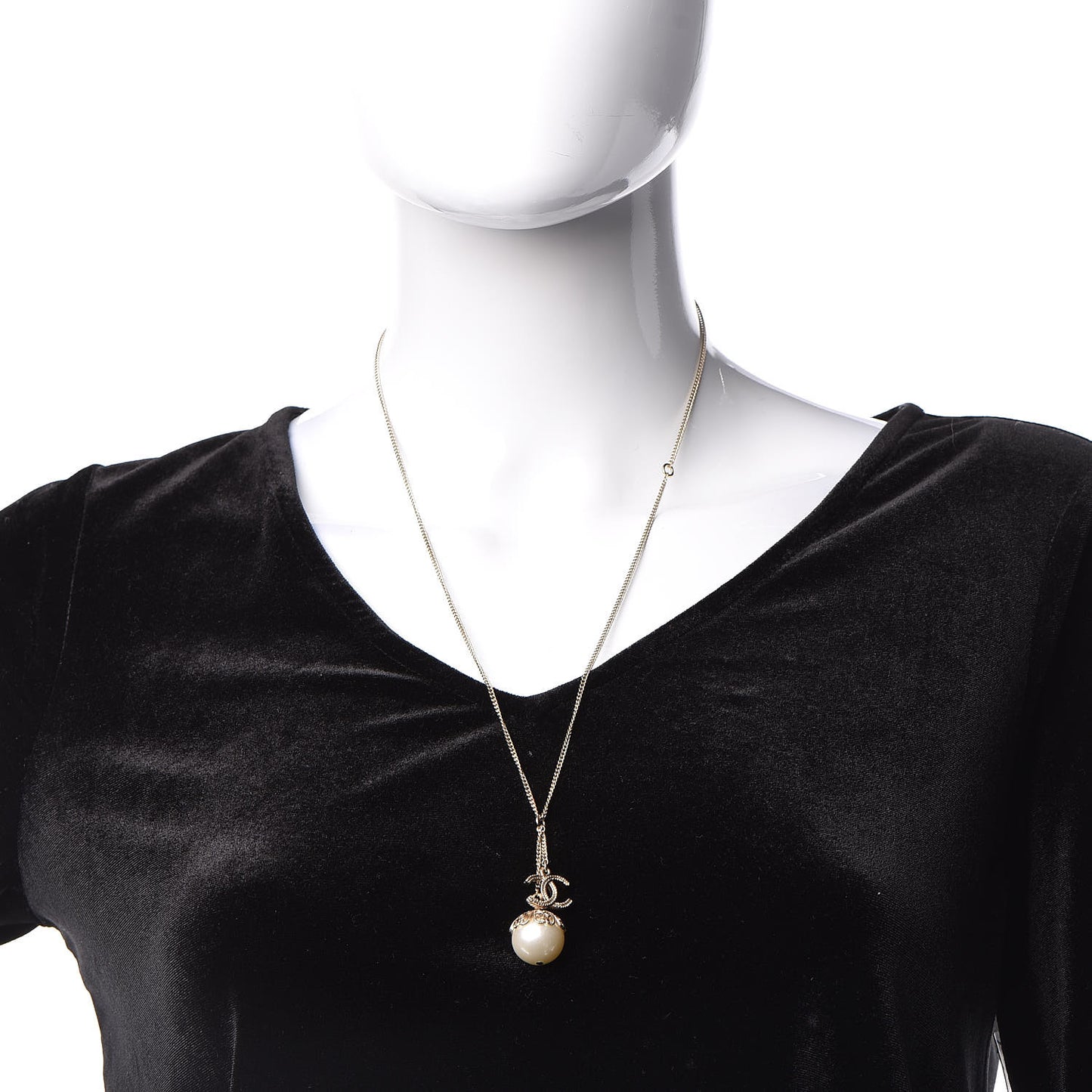 Pearl CC Lucky Charms Drop Necklace Gold
