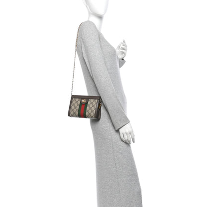 Gucci GG Supreme Monogram Textured Dollar Calfskin Web Mini Ophidia Chain Shoulder Bag Beige Ebony New Acero 2 of 11