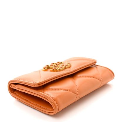 Chanel Lambskin Quilted Chanel 19 Flap Card Holder Orange 4 of 9