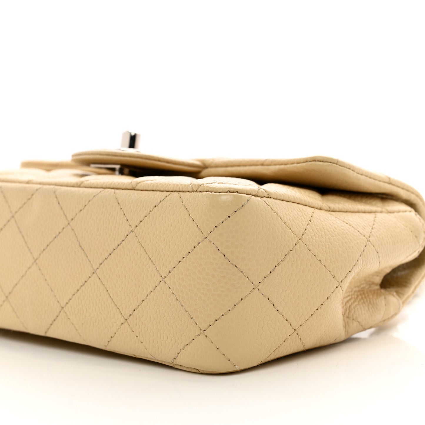 Caviar Quilted Mini Rectangular Flap Light Beige